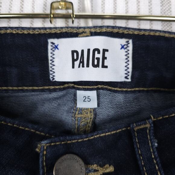 Paige Denim Shorts Womens 25 Dark Wash Kayla Bermuda Rolled Raw Hem Stretch Jean - Picture 4 of 14